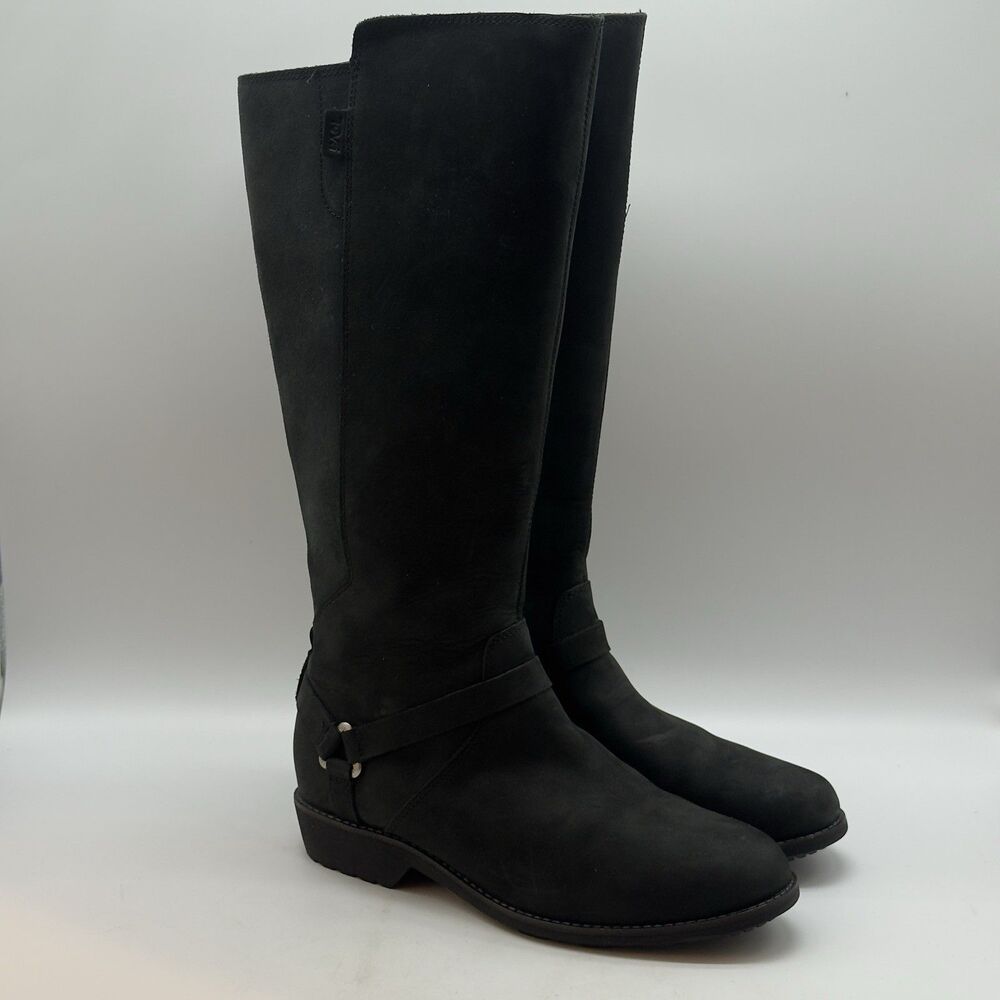 Teva De La Vina Dos Tall Equestrian Boots Women's 8.5 Black Waterproof Leather